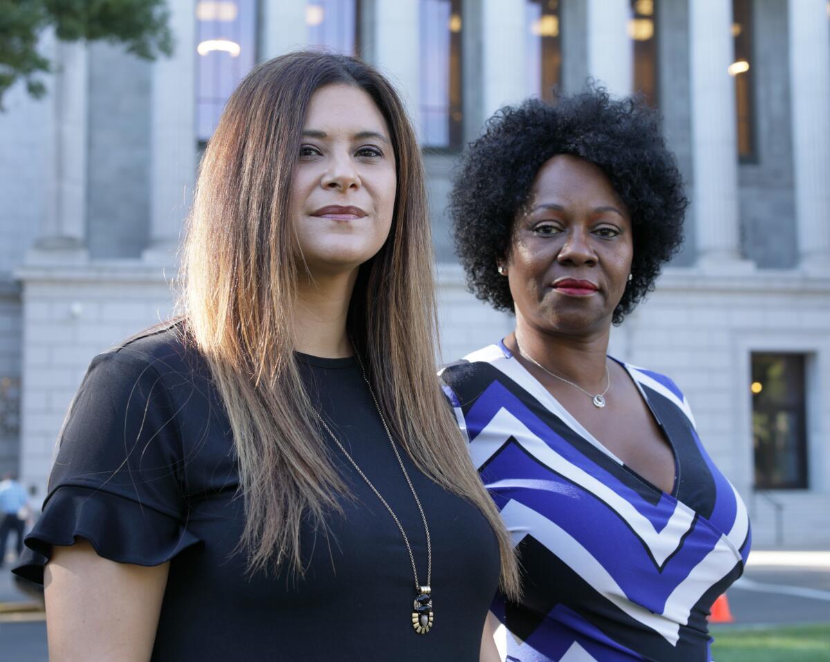 SACRAMENTO, CALIF. - OCTOBER 26, 2017: Sabrina Lockhart, left, and Tina McKinnor have spoken out about sexual harassment at the Capitol. (Myung J. Chun / Los Angeles Times)