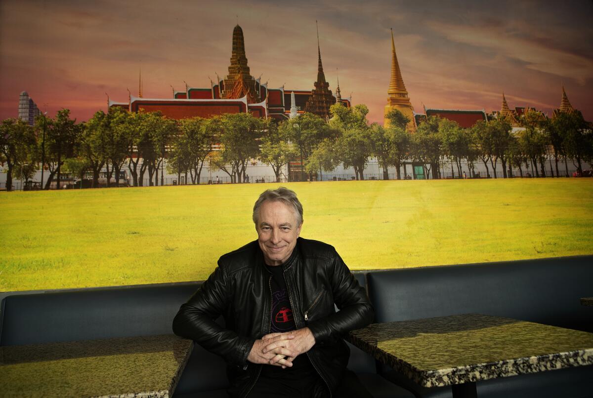 Tom Lutz inside the Sanamluang Cafe, a favorite hangout.