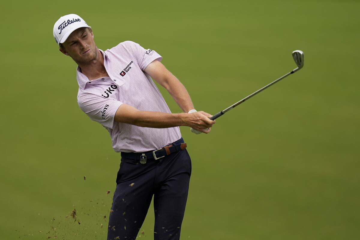 Will Zalatoris hits from the fairway on the fourth hole during the second round.