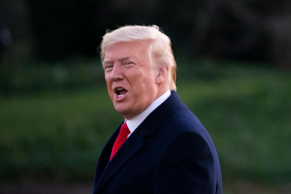 President Trump outside the White House on Dec. 18, 2019