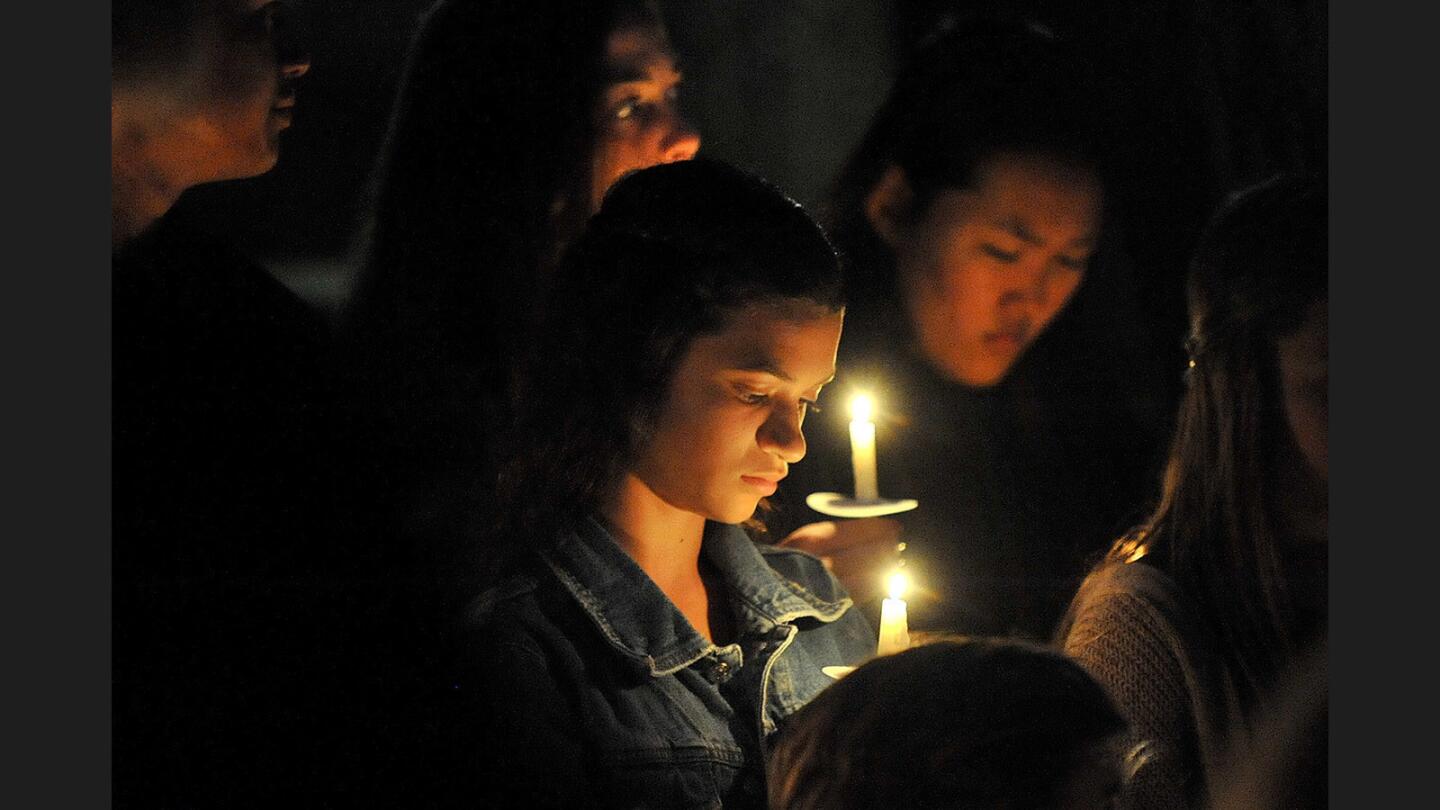 Photo Gallery: Candlelight vigil for 17-year-old Crescenta Valley High student killed in car crash