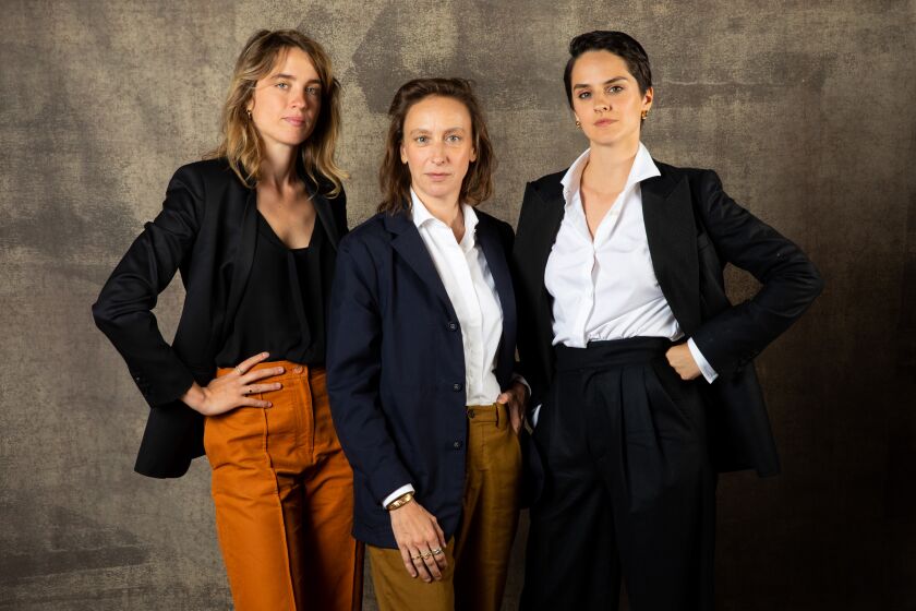TORONTO, ONT., CAN -- SEPTEMBER 06, 2019-- Actor Adèle Haenel, director Cēline Sciamma, and actor Noēmie Merlant, from the film "Portrait of a Lady on Fire," photographed in the L.A. Times Photo Studio at the Toronto International Film Festival, in Toronto, Ont., Canada on September 06, 2019. (Jay L. Clendenin / Los Angeles Times)