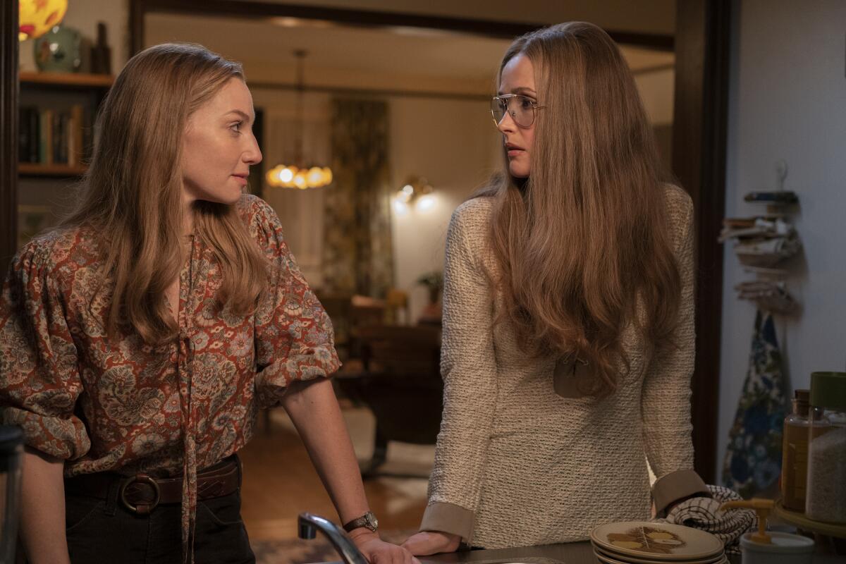 Ari Graynor, left, as Brenda Feigen, with Rose Byrne as Gloria Steinem in "Mrs. America."