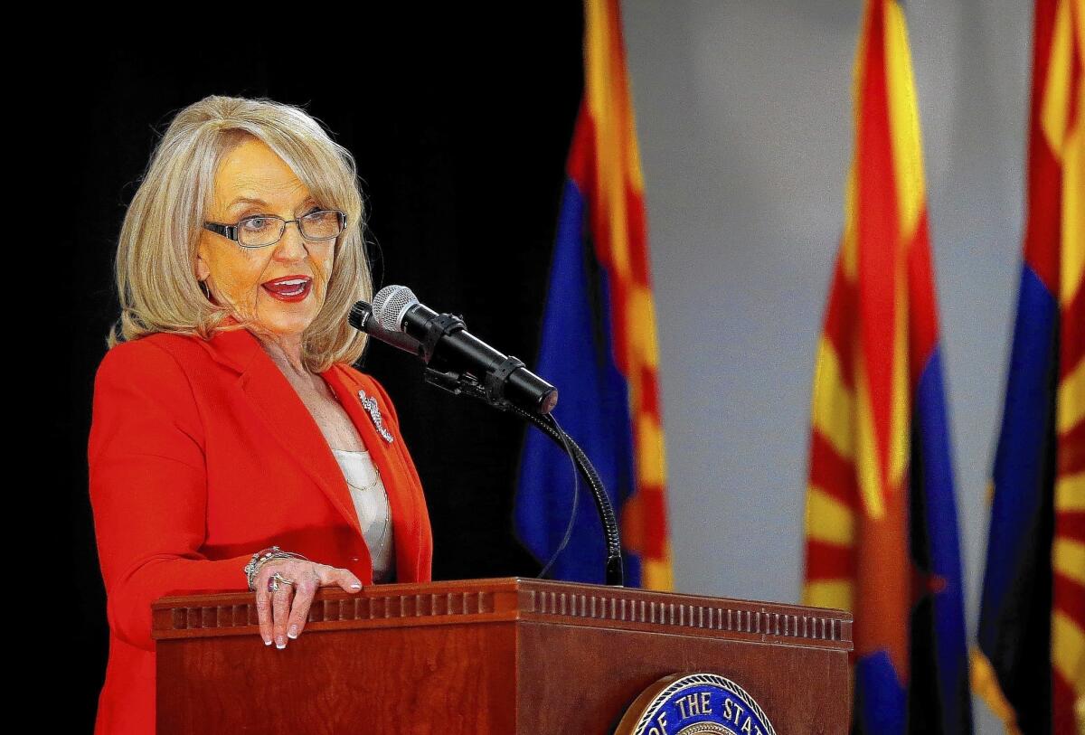 Arizona Gov. Jan Brewer announces that she will retire when her current term ends, in January 2015. She completed former Gov. Janet Napolitano’s term beginning in 2009, then won a full term in 2010.