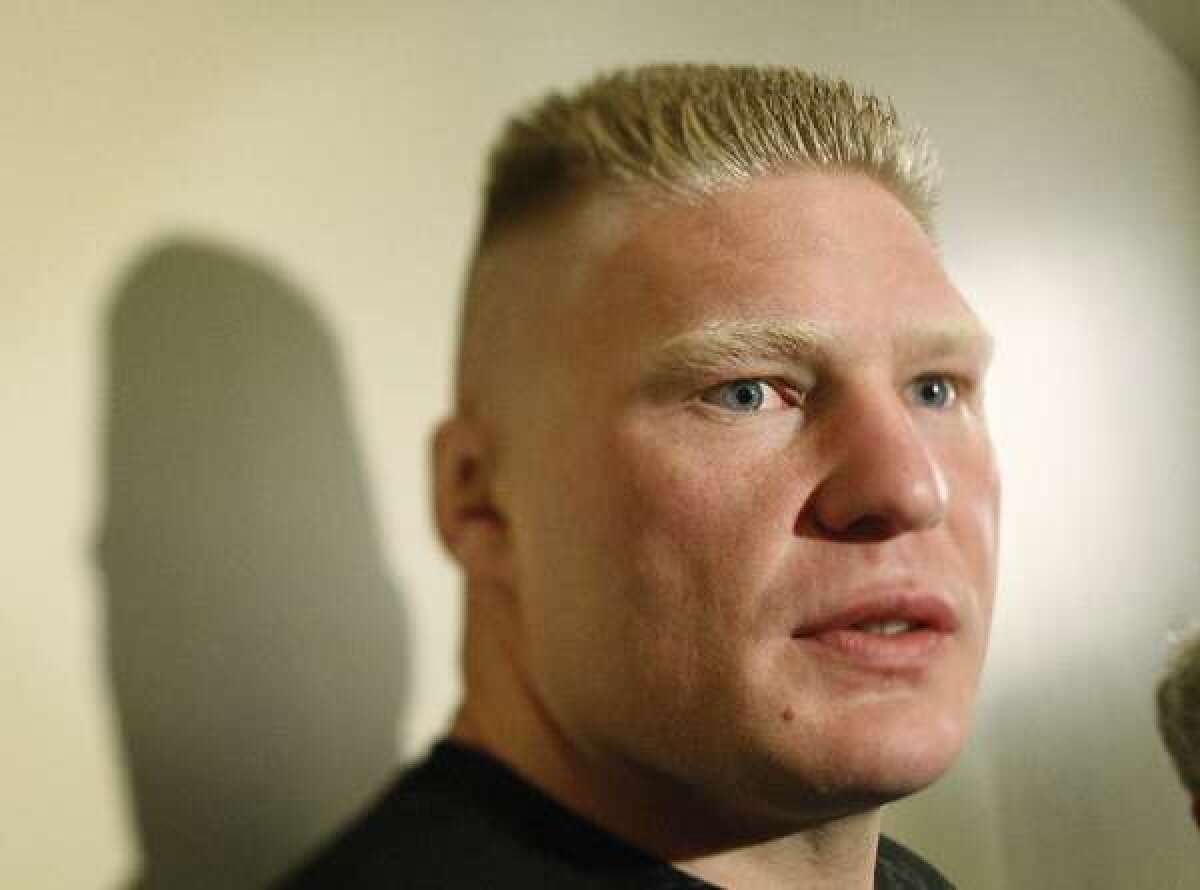 Brock Lesnar, above, has decided to leave mixed martial arts because "his body can't take it," UFC President Dana White said.