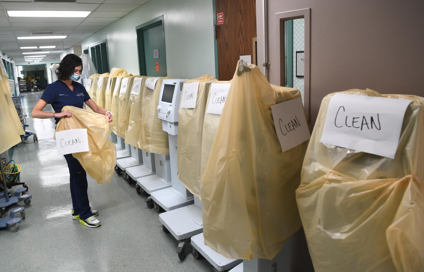 Dr. Jamie Taylor checks the ventilators at the refashioned St. Vincent Hospital.