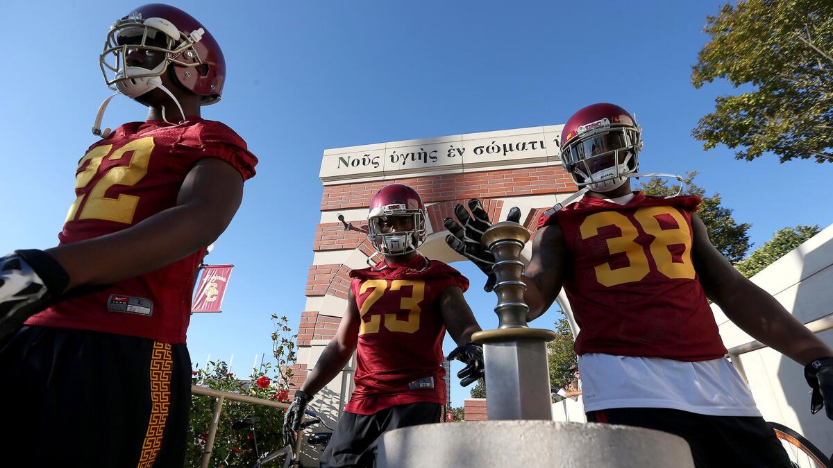 USC fullback Jahleel Pinner (38) and his Trojans teammates will get Thursday off from training camp.