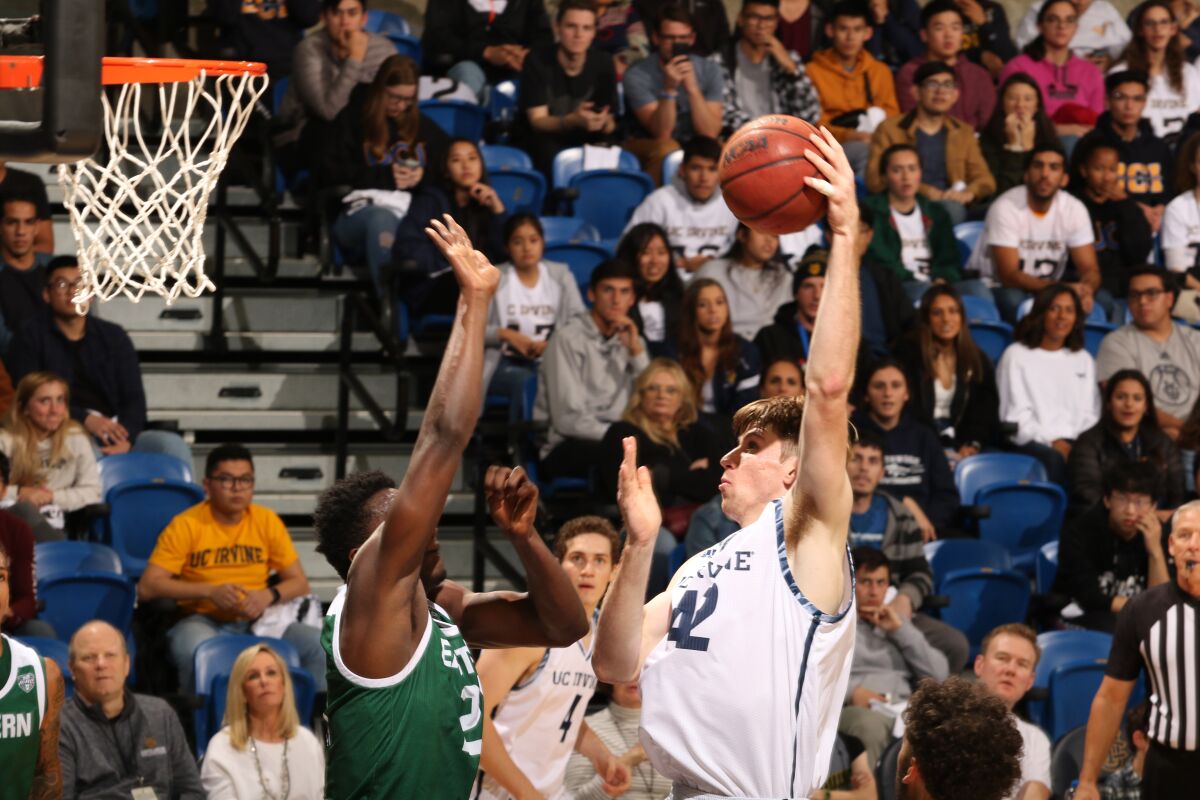 Grossmont alum Tommy Rutherford (right) helped UC Irvine reach the NCAA Tournament last season.