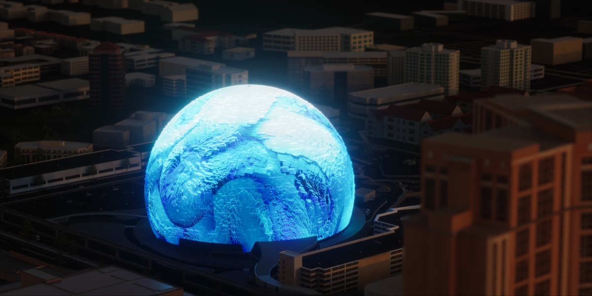 A rendering of Refik Anadol's “Machine Hallucinations: Sphere," designed for the Sphere in Las Vegas.