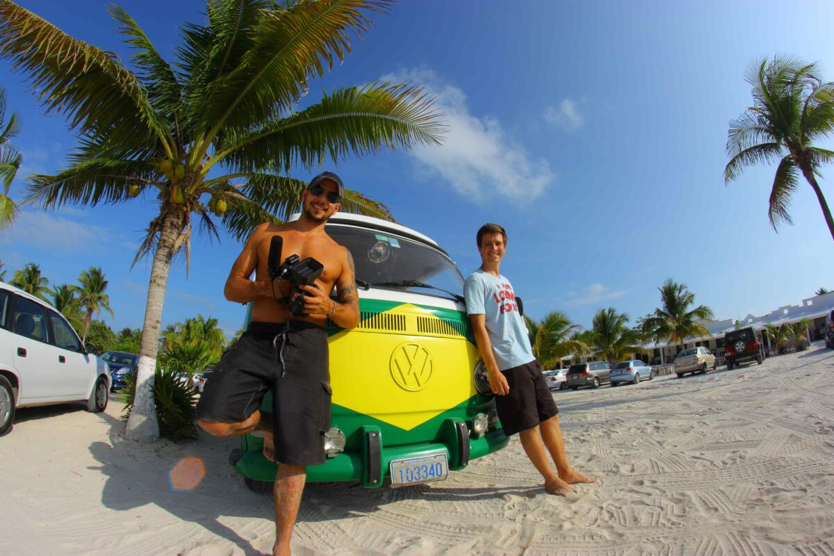 Brazilians Emilio Zagaia, left, and Felipe Luis da Costa drove Zagaia's themed Volkswagen van on an eight-month, 13,500-mile tour through Latin America.