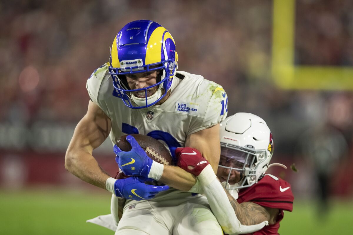 Rams wide receiver Cooper Kupp catches a pass against the Arizona Cardinals.