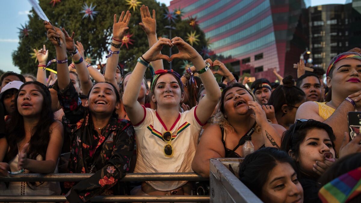 Fans at Saturday's L.A. Pride festival concert before it reached capacity and left many with tickets unable to get in.