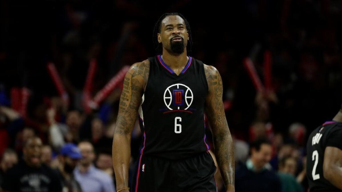 Clippers center DeAndre Jordan is seen during a game against the 76ers in Philadelphia on Jan. 24.