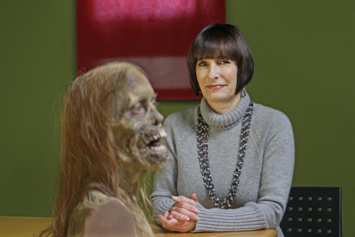 Gale Anne Hurd, chief executive of Valhalla Entertainment, here with a zombie from "The Walking Dead," for which she is an executive producer, has donated $5 million to the Academy Museum.