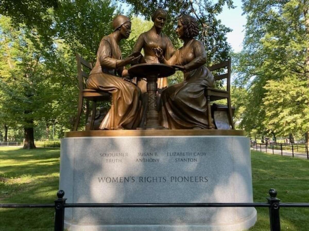 The Women's Rights Pioneers Monument in New York's Central Park was unveiled Aug. 26.