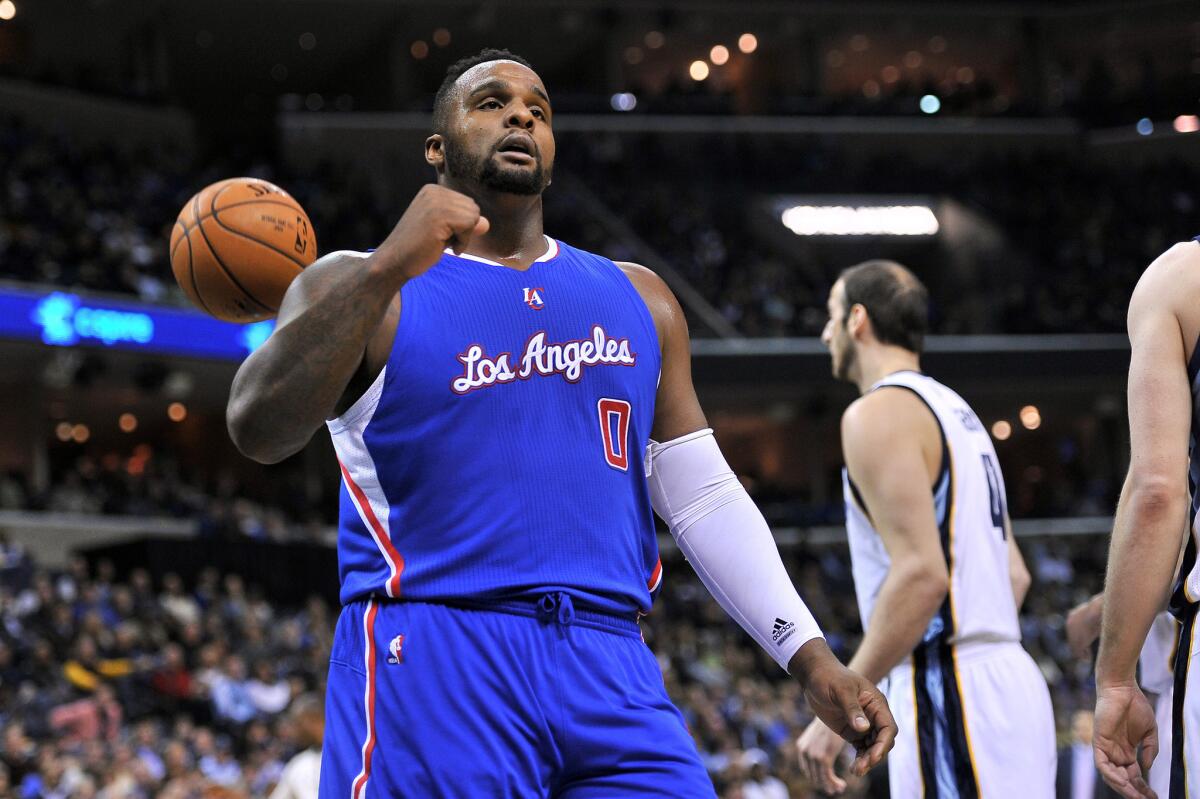 Clippers forward Glen Davis reacts to a play against the Grizzlies in the first half.