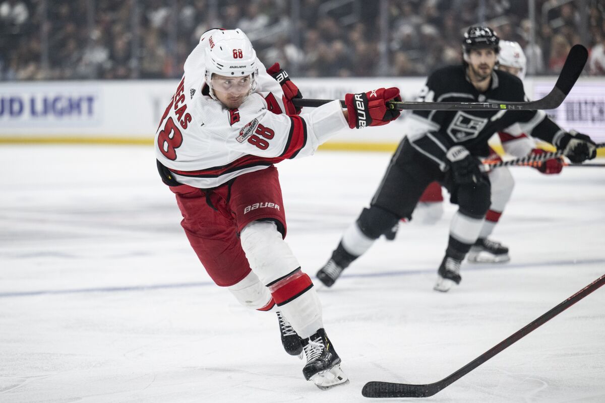 Necas, Aho lead the way in Hurricanes' 4-2 win over Kings - The San ...