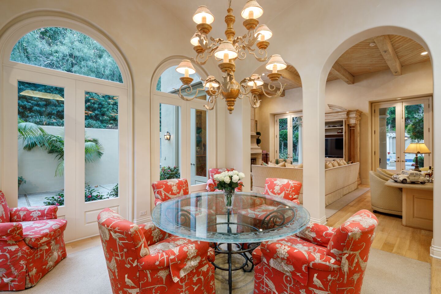 A breakfast room sits off the family room and kitchen.