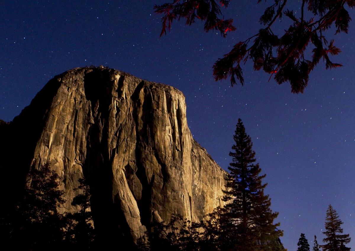 El Capitan stands about 3,000 feet above the Yosemite Valley floor.