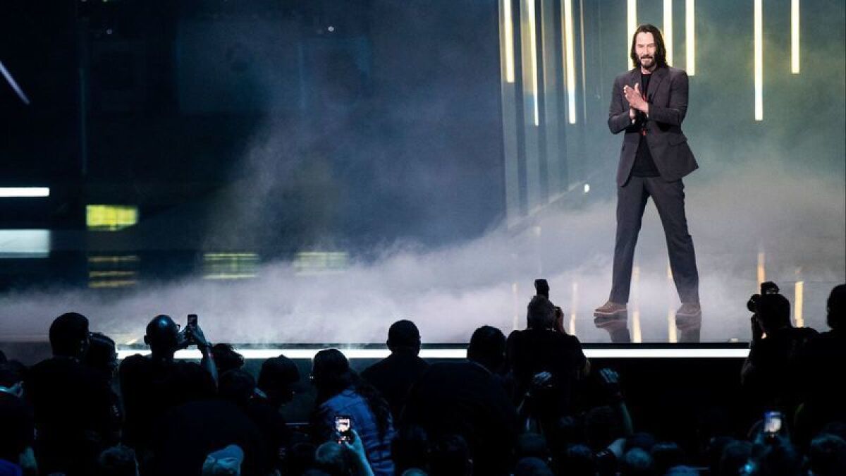 Keanu Reeves was met with thunderous applause when he appeared at E3 in 2019.
