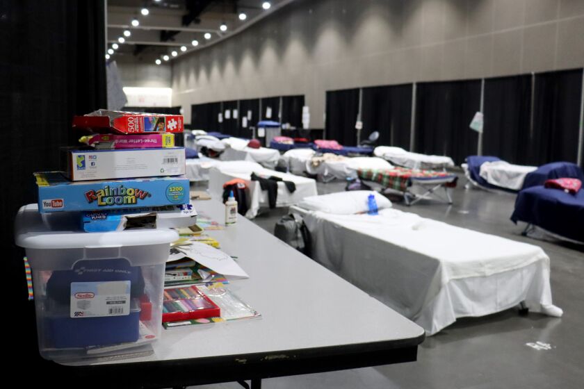 A look inside the San Diego Convention Center during the time that it was used as a shelter for migrant children