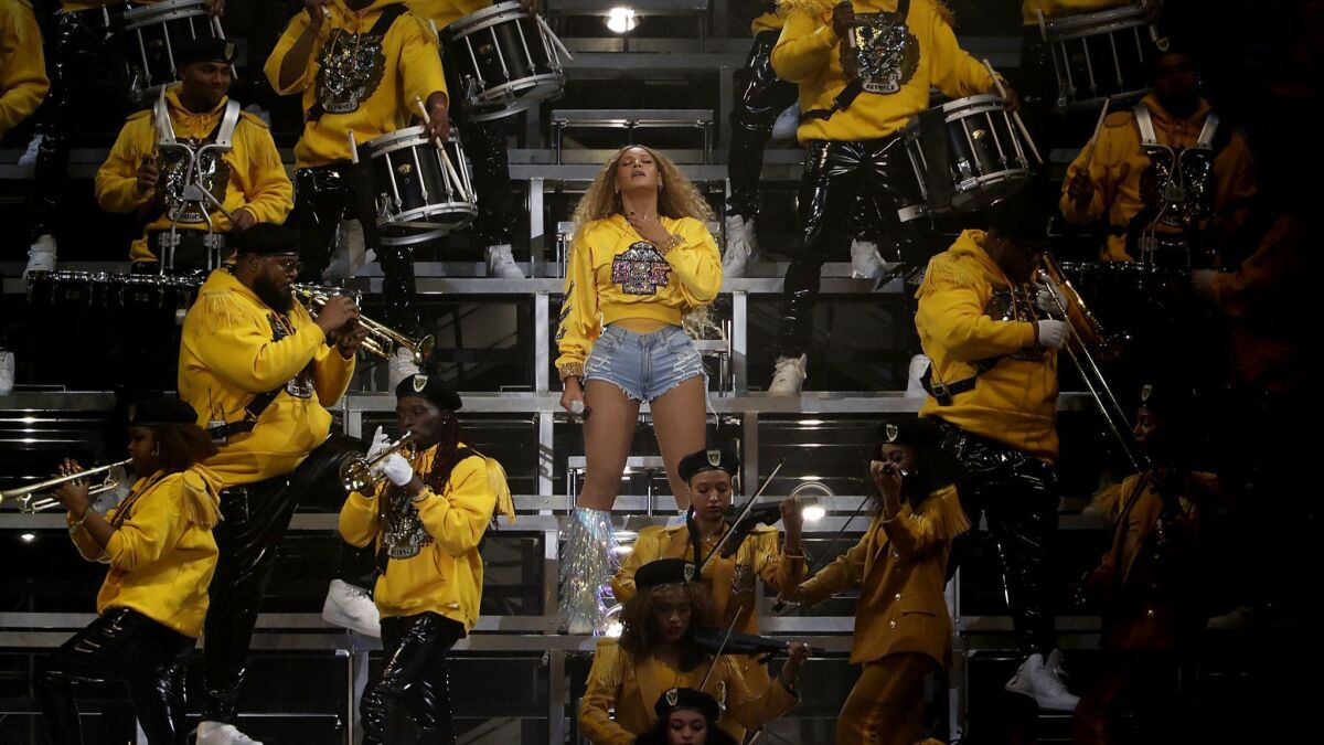 Beyoncé performs Saturday night at the Coachella Valley Music and Arts Festival in Indio.