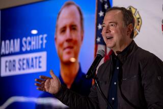 SIGNAL HILLS, CA - FEBRUARY 03: U.S. Senate Candidate Rep. Adam Schiff (CA-30, Candidate for US Senate) campaigns at Long Beach Firefighters Association Local 372 hall., Signal Hills, CA. (Irfan Khan / Los Angeles Times)