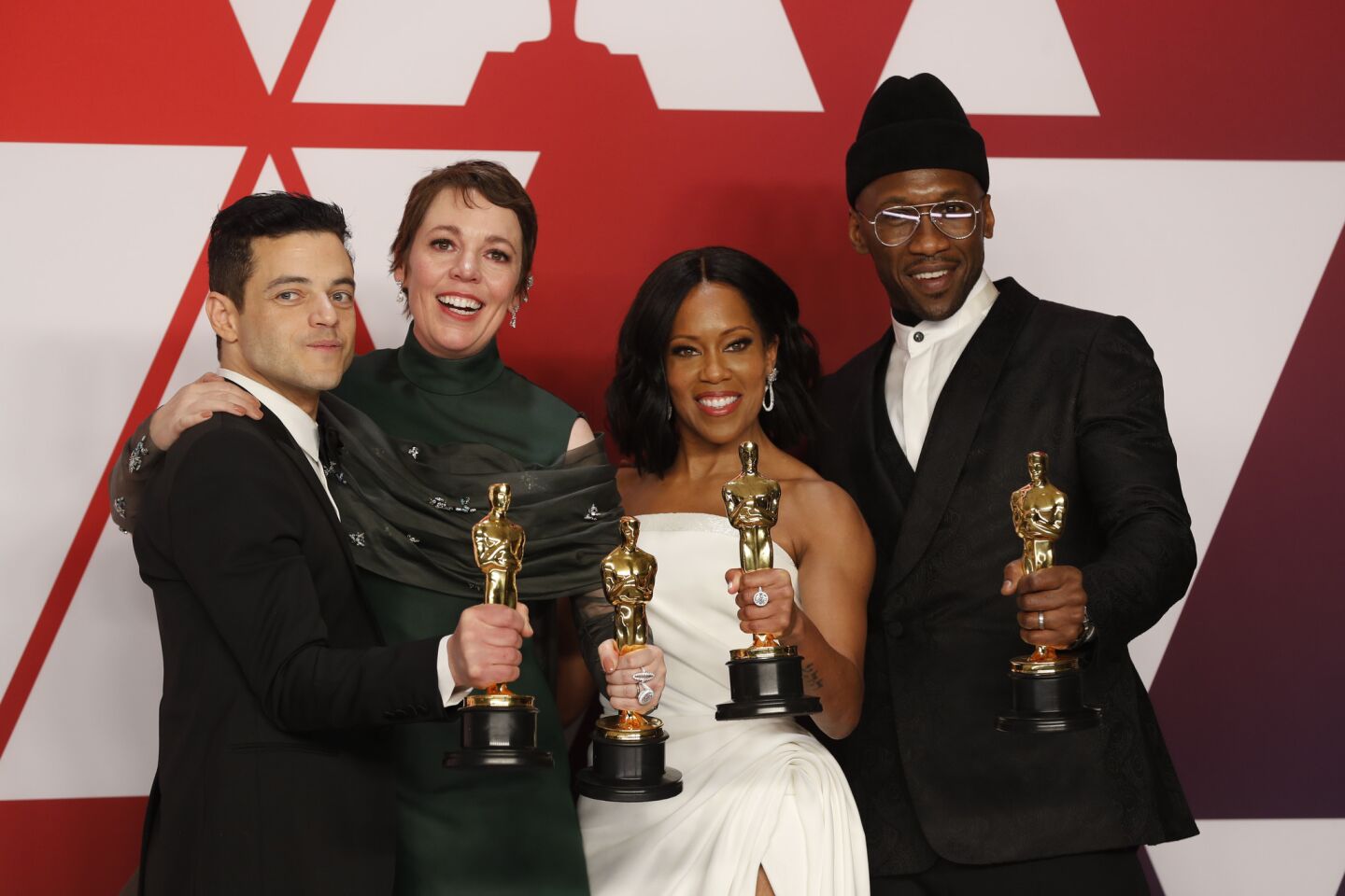 Rami Malek (lead actor), Olivia Coleman (lead actress), Regina King (supporting actress) and Mahershala Ali (supporting actor), winners in the Oscar acting categories.