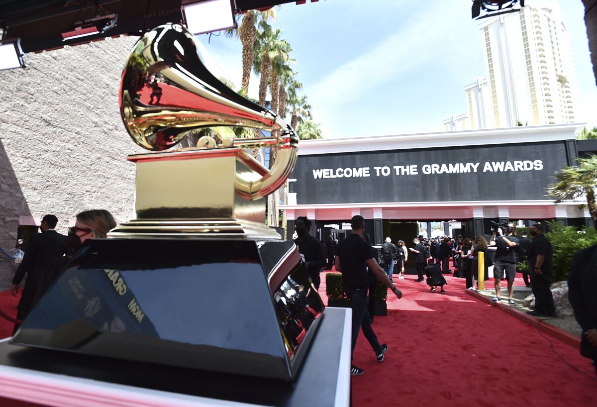 A view of the red carpet at the 64th Annual Grammy Awards.