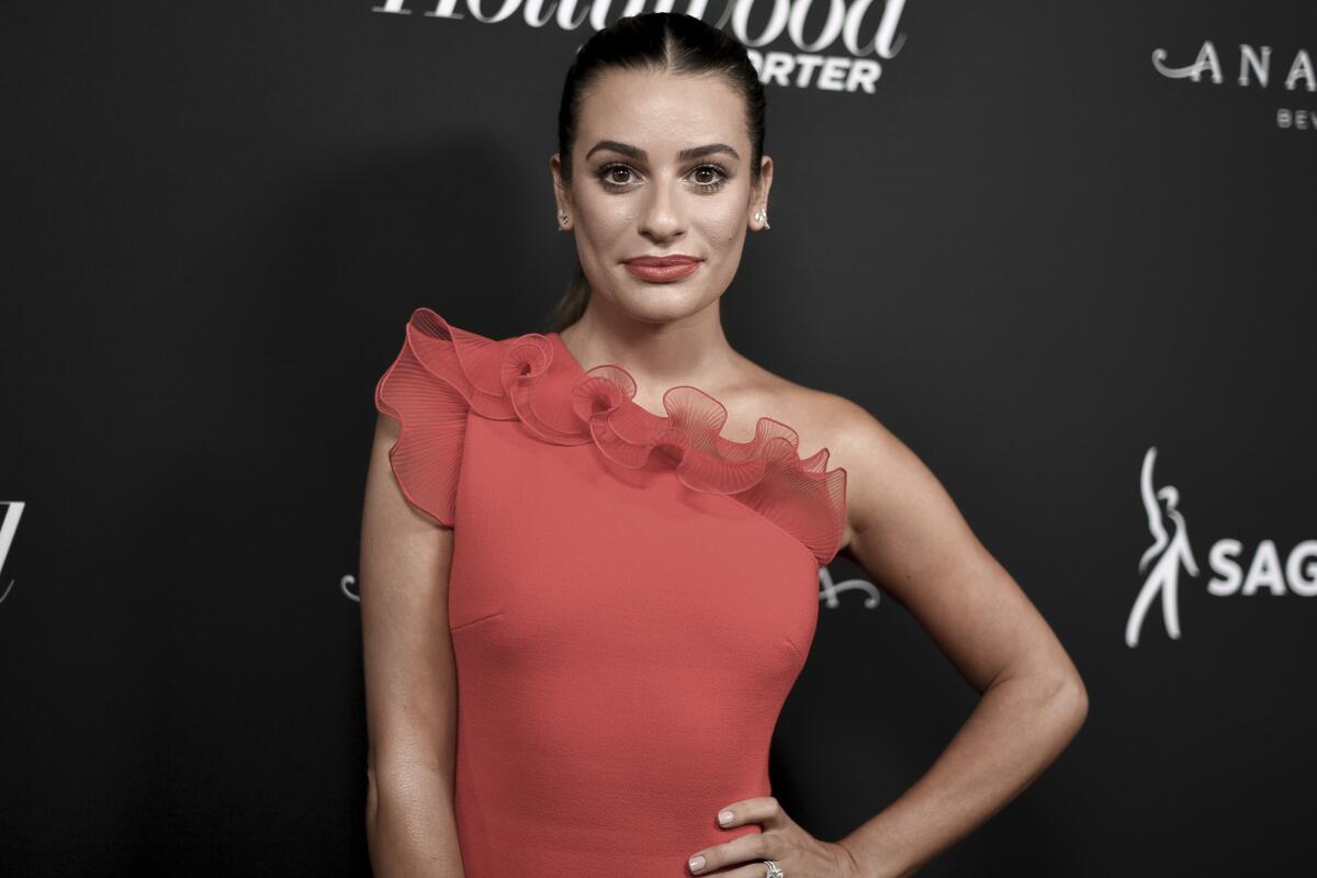 FILE - Lea Michele attends the 2019 Primetime Emmy Awards - THR Emmy Nominees party on Sept. 20, 2019, in Beverly Hills, Calif. Michele, 36, takes over the role of Fanny from Beanie Feldstein in "Funny Girl," the show's first revival on Broadway, (Photo by Richard Shotwell/Invision/AP, File)