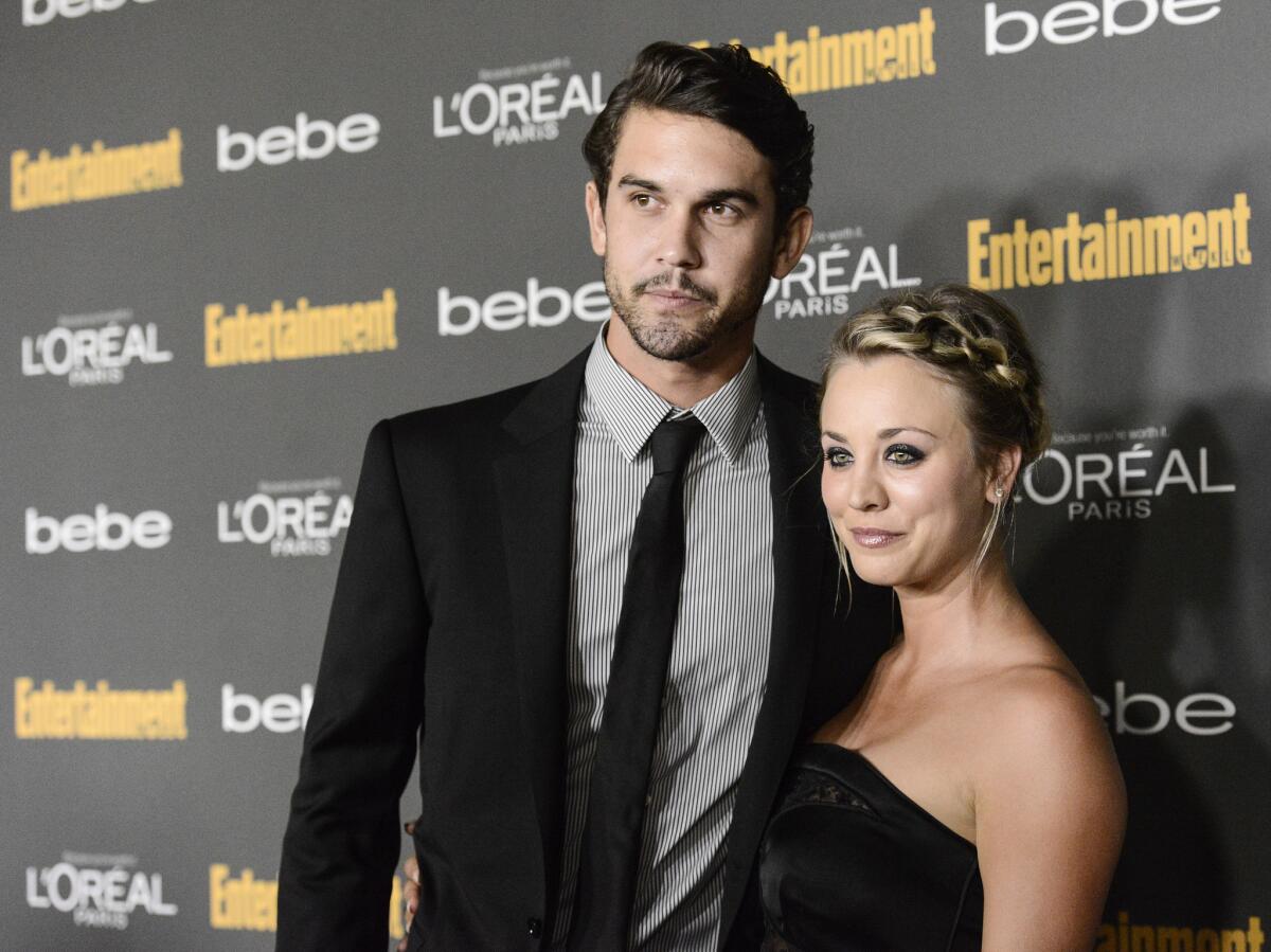 Ryan Sweeting, a professional tennis player, and actress Kaley Cuoco attend the 2013 Entertainment Weekly Pre-Emmy Party in Los Angeles in September.