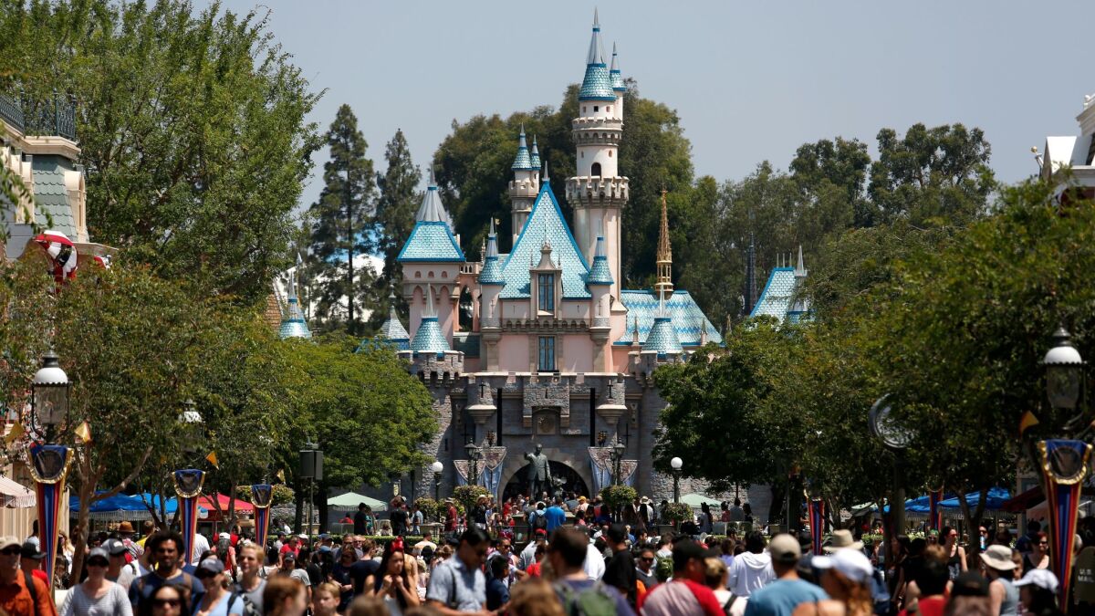 A view of Sleeping Beauty's castle from Main Street at Disneyland.
