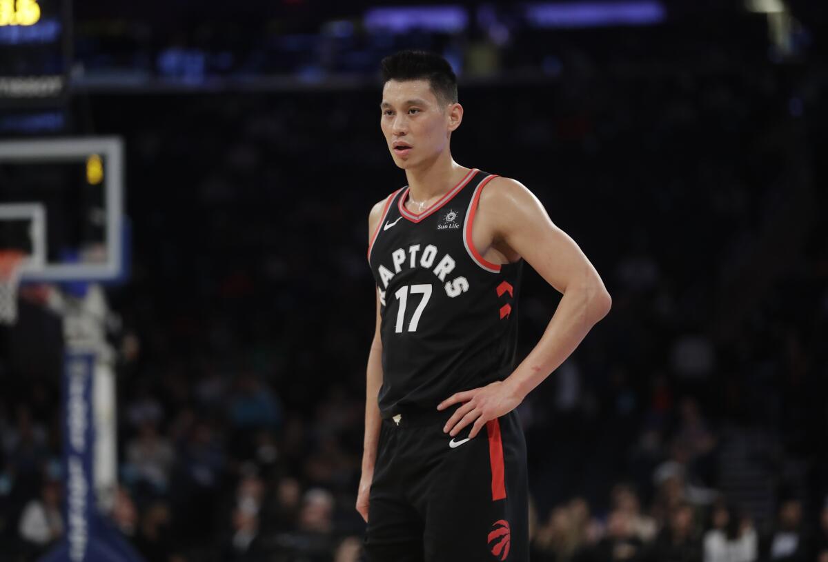 FILE - In this March 28, 2019, file photo, Toronto Raptors' Jeremy Lin stands.