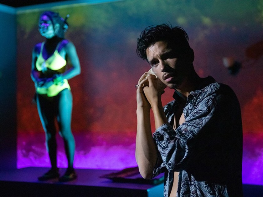Michael Kodi Farrow, right, stars in “Driving Wilde,” a new play by Jacqueline Wright.