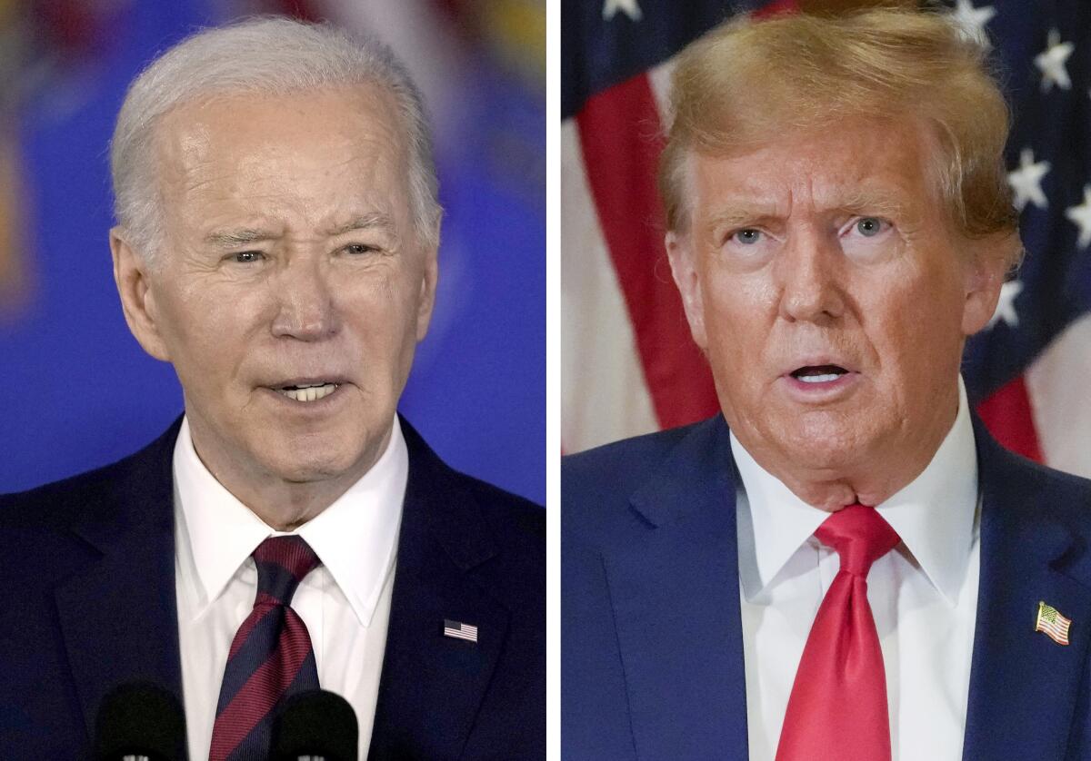 Side by side photos of President Biden and Donald Trump.