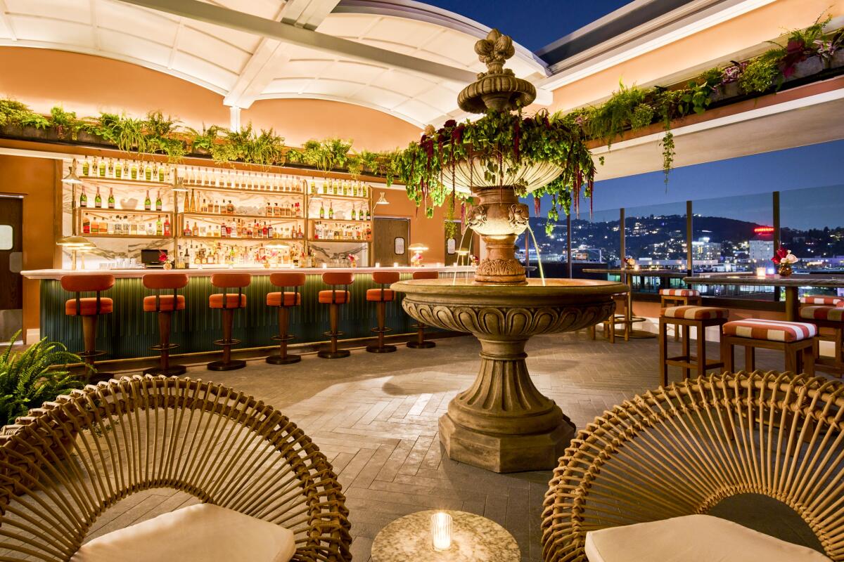 Thompson Hollywood hotel's new rooftop lounge features bites from chef Lincoln Carson, plus live entertainment.