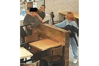 From an image presented in court as evidence, on March 22, 2023, inside of the ‘It’s Boba Time’ shop in Koreatown, defendant Miguel Angel Avila body-slammed Victim N.C.L. (face blacked out) to the ground, then placed him in a chokehold and punched him repeatedly in the face to try to kidnap him again.