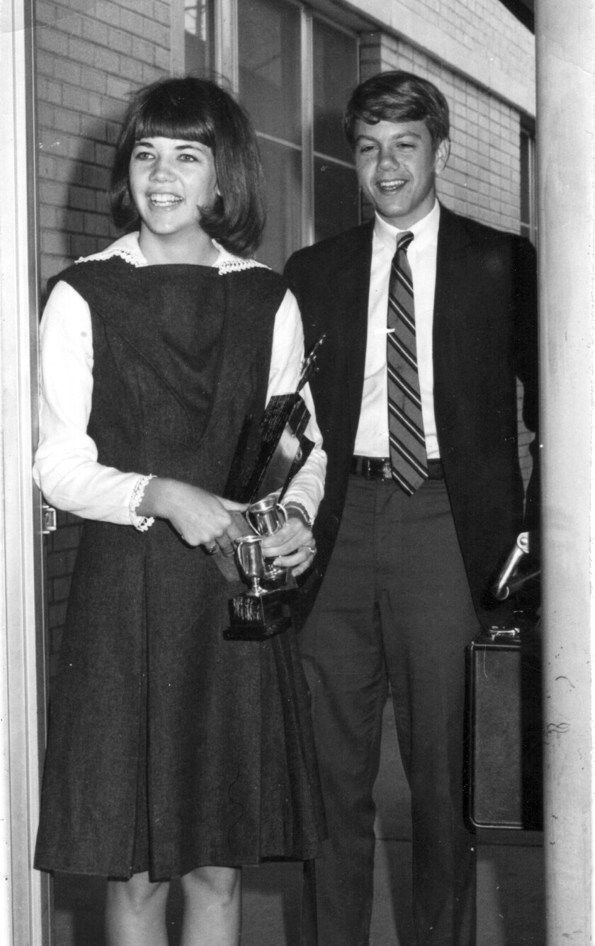 Elizabeth Warren with her high school debate partner, Karl Johnson, in 1966.