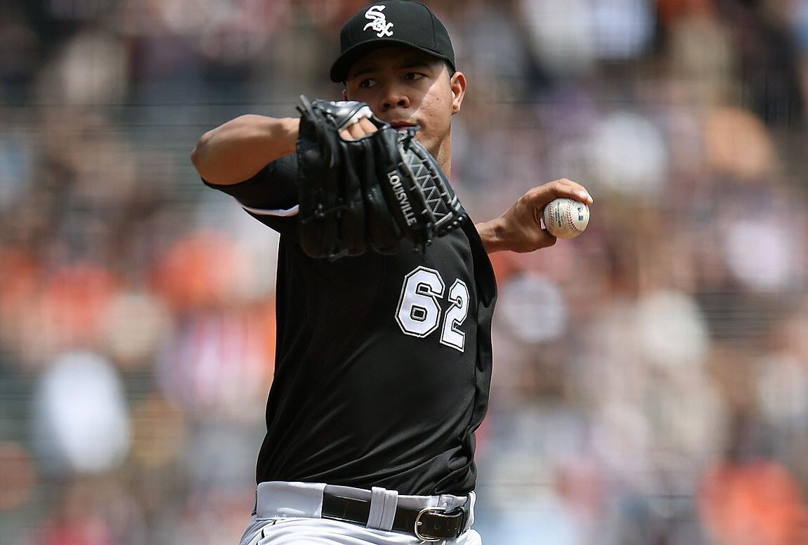 White Sox starter Jose Quintana pitches against the San Francisco Giants in the bottom of the first inning at AT&T Park on Wednesday.