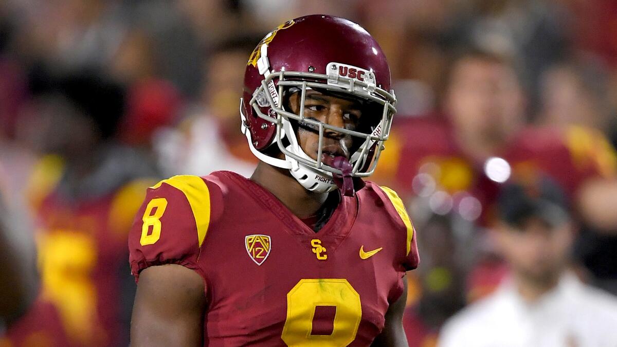 USC cornerback Iman Marshall, shown during a game earlier this season, was injured early during the game against Notre Dame on Saturday.