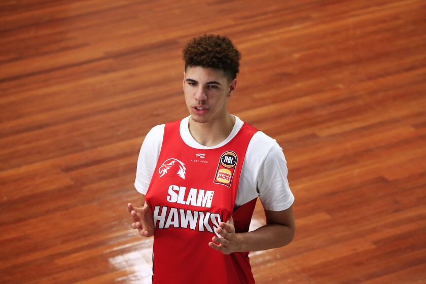 LaMelo Ball prepares for a training session with the Illawarra Hawks on Aug. 21, 2019, in Wollongong, Australia.
