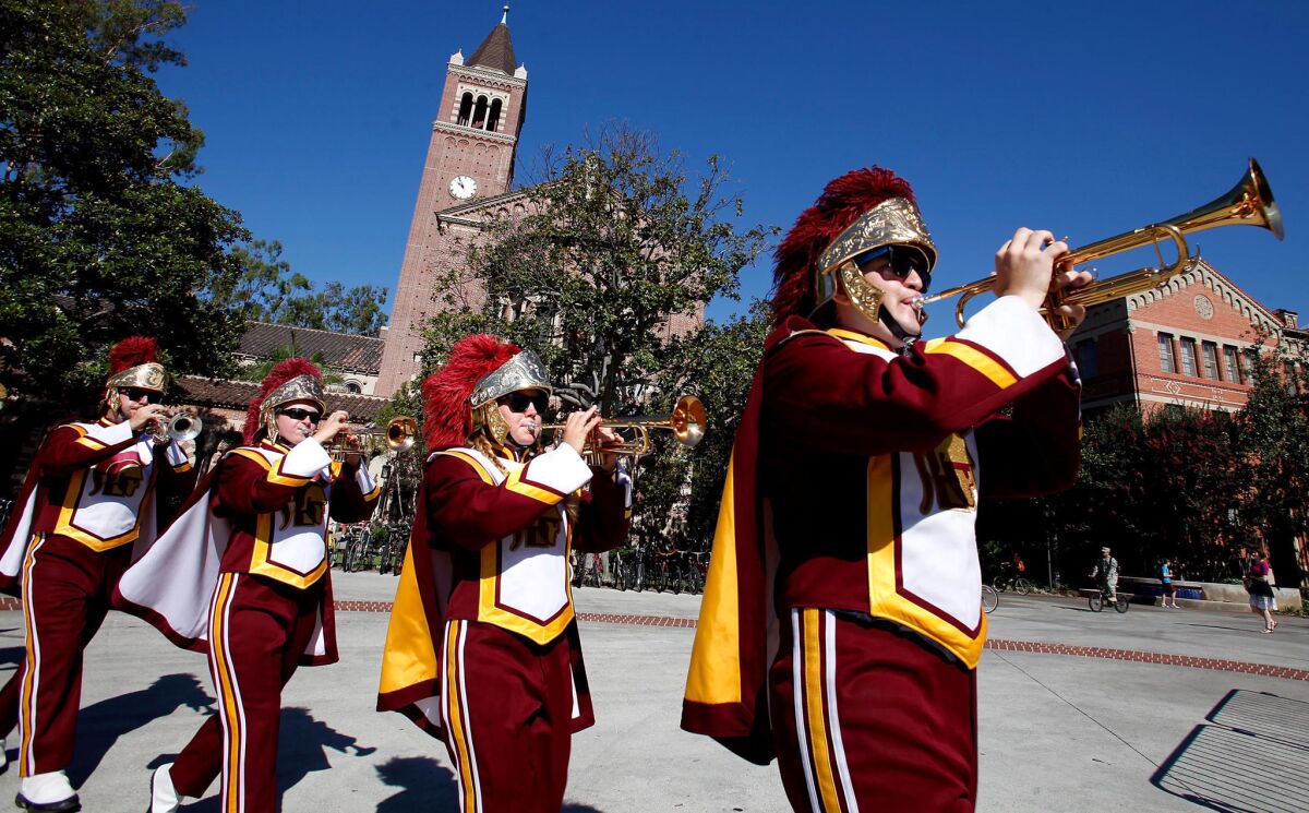 The USC marching band stakes an original claim to playing Fleetwood Mac's "Tusk" because members of the band in 1979 performed on the original recording.