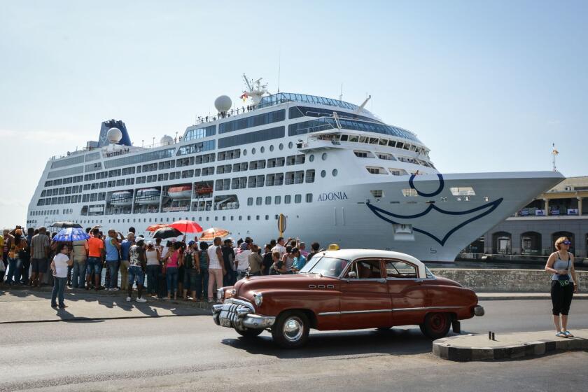 The Adonia, sailing for Carnival Corp.'s Fathom brand, arrived in Cuba on Monday.