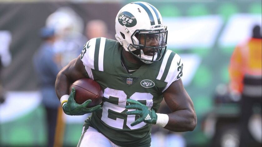New York Jets running back Isaiah Crowell (20) will not play this week.
