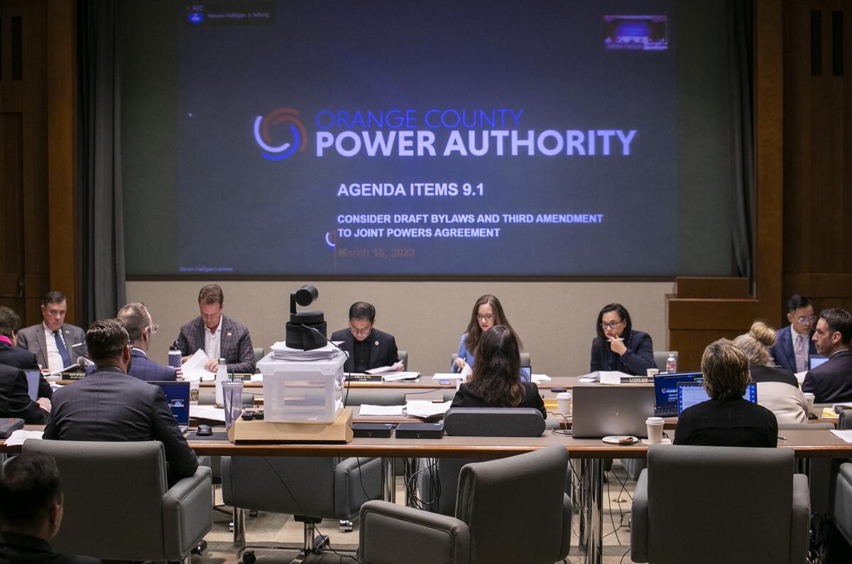 The Orange County Power Authority board held its first in-person meeting on March 15 in Irvine.