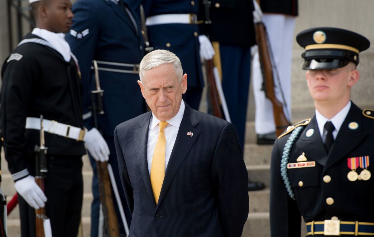 Secretary of Defense James Mattis at the Pentagon on April 6, 2018.