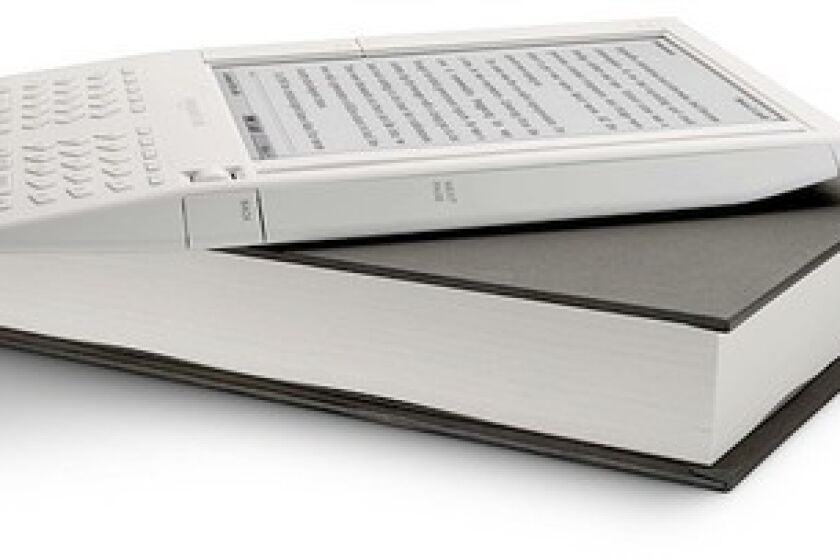 The hand-held device called Kindle is about the same size as a paperback but "lighter and thinner" and can store up to 200 items that can be downloaded by a built-in wireless Internet connection.