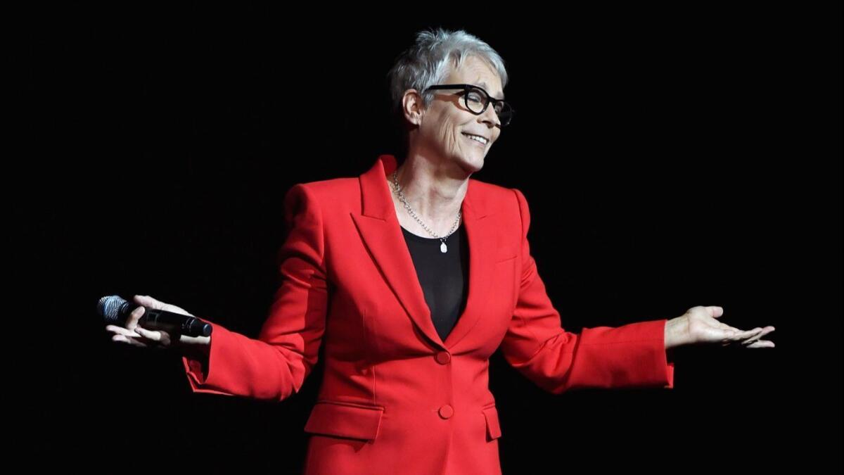 Jamie Lee Curtis, onstage during CinemaCon 2018, will reprise her role in "Halloween."
