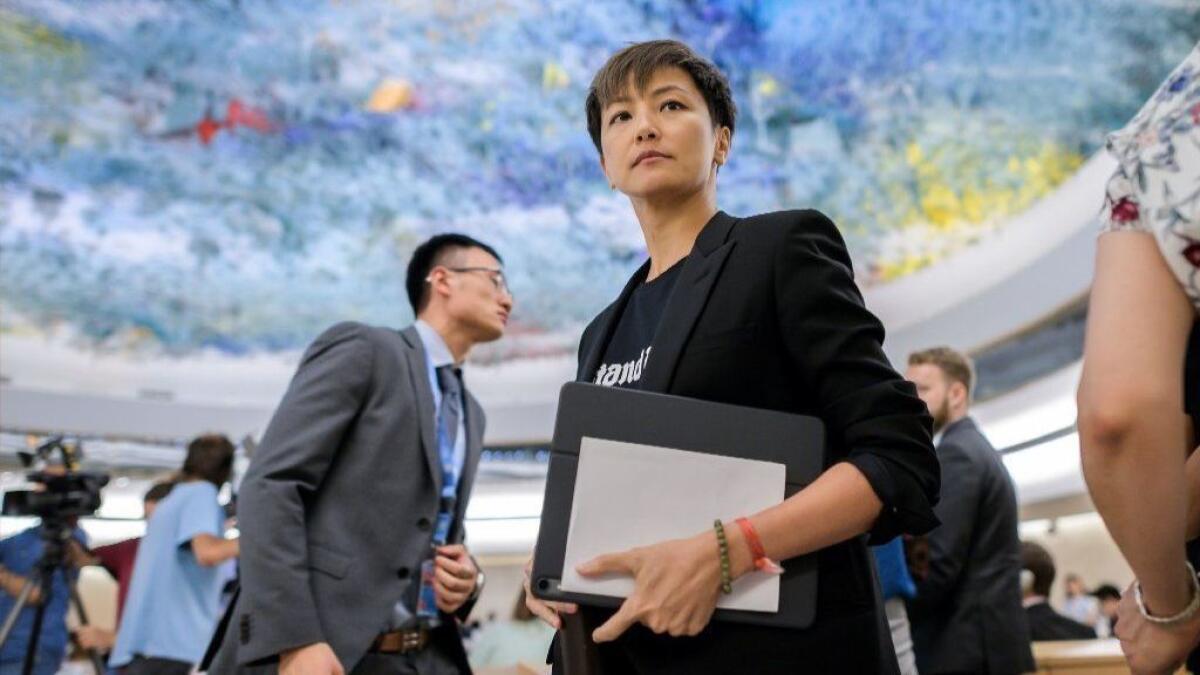Pro-democracy Hong Kong singer Denise Ho after addressing the United Nations Human Rights Council in Geneva on July 8, 2019.