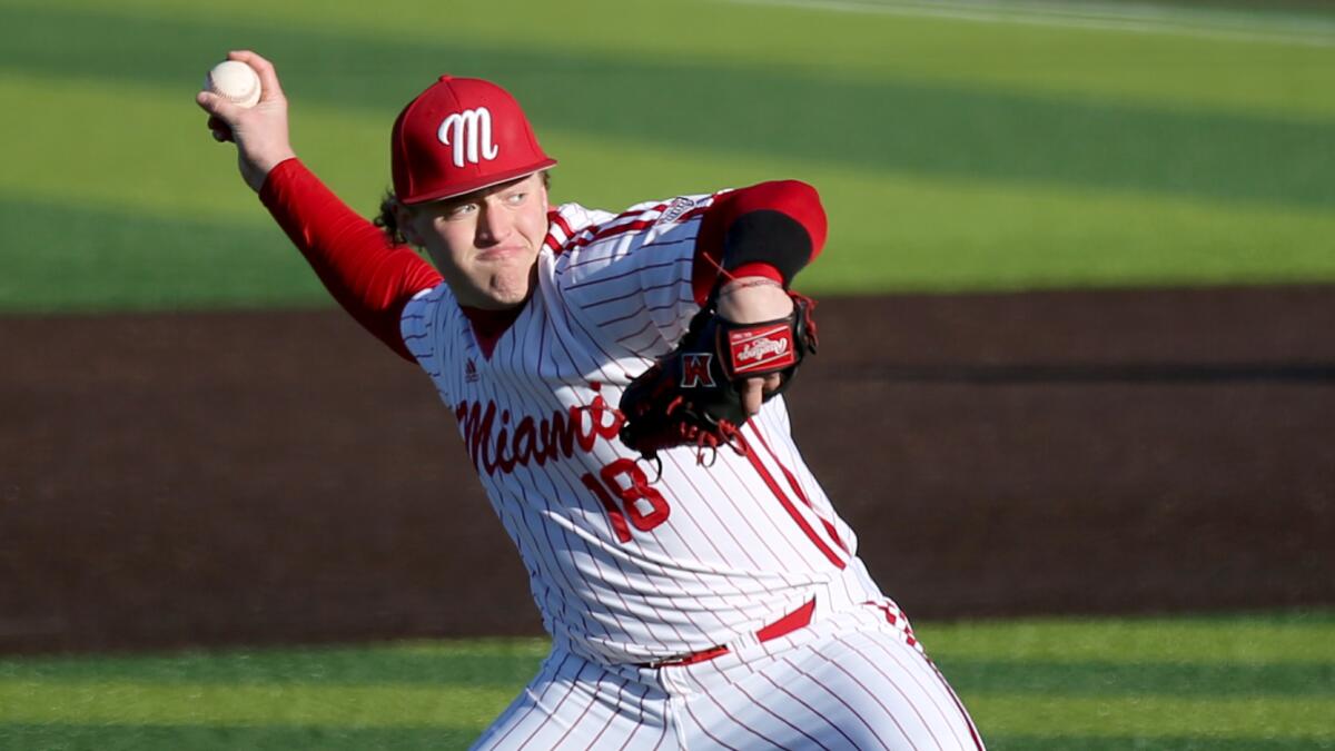 Miami U. pitcher Sam Bachman selected 9th overall by Los Angeles